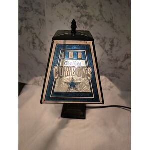 NFL Dallas Cowboys Art Glass Desk Table Lamp 14.5" Stained Glass Style WORKS